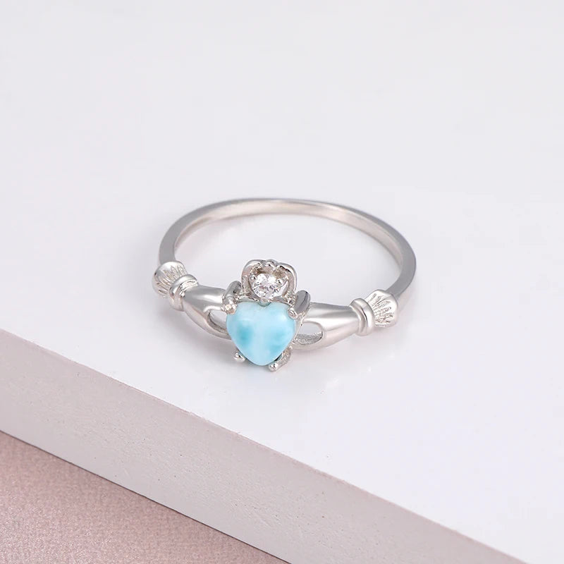 Larimar Heart Ring in Sterling Silver
