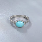 Larimar Rectangular Bezel Ring in 925 Sterling Silver