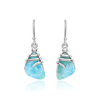 Larimar Wire Wrapped Drop Earrings in 925 Sterling Silver