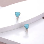 Larimar 925 Silver Heart & Triangle Earrings