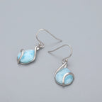 Larimar Water Drop Earrings in 925 Sterling Silver