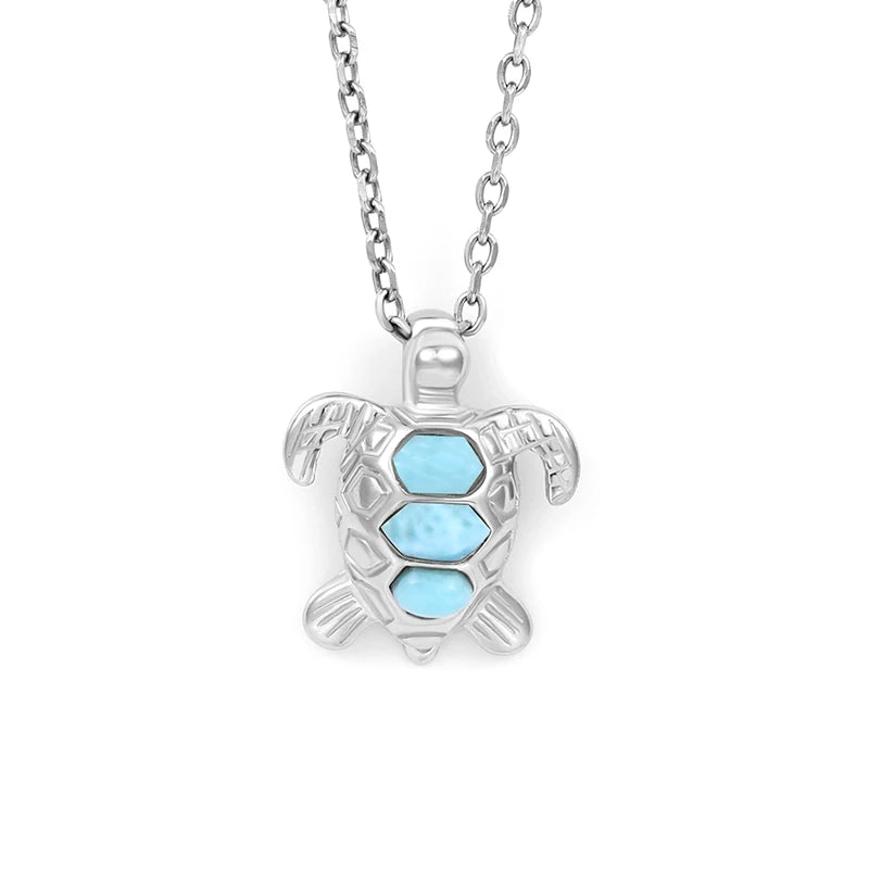 Larimar Sea Turtle Pendant Necklace