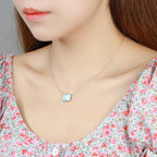 Larimar Rectangle Pendant Necklace in 925 Sterling Silver