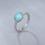Larimar Rectangular Bezel Ring in 925 Sterling Silver