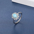 Adjustable Larimar Halo Ring in 925 Sterling Silver