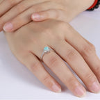 Larimar Round Halo Ring in 925 Sterling Silver