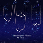 Zodiac Constellation Necklace — Sterling Silver CZ Star Sign Pendant