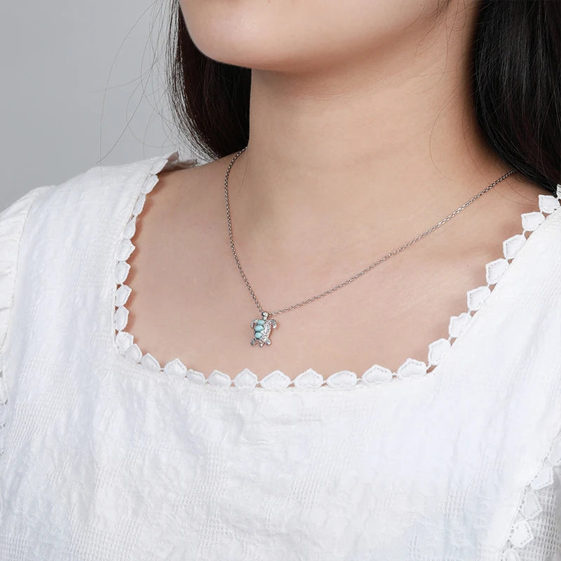Larimar Sea Turtle Pendant Necklace