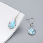 Larimar Water Drop Earrings in 925 Sterling Silver