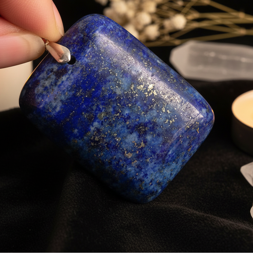 Lapis Lazuli Square Pendant Necklace | Natural Stone Unisex