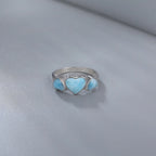 Larimar Heart & Trio 925 Sterling Silver Ring