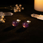 Natural Gemstone Stud Earrings — 8mm Crystal Ball Studs | 16 Healing Stones