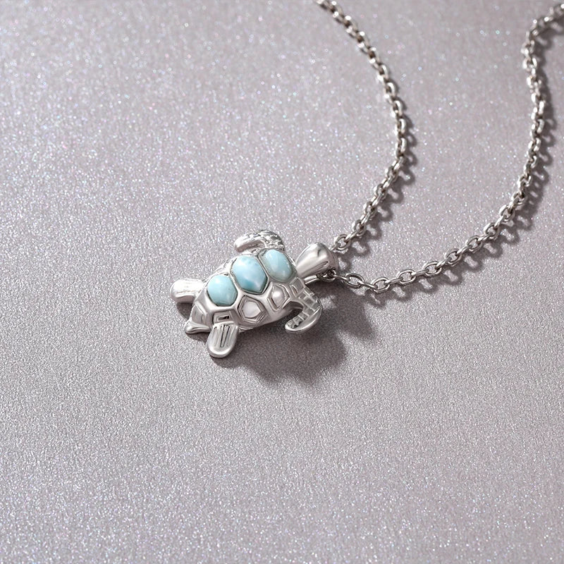 Larimar Sea Turtle Pendant Necklace