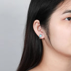 Larimar 925 Silver Heart & Triangle Earrings