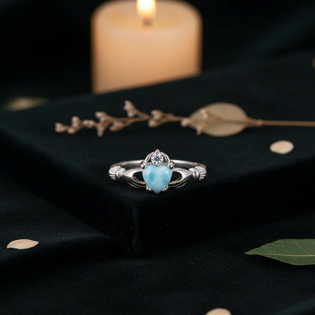 Larimar Heart Ring in Sterling Silver