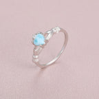 Larimar Heart Twisted Band Ring in 925 Sterling Silver
