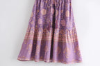 Purple Floral Boho Puff-Sleeve Mini Dress