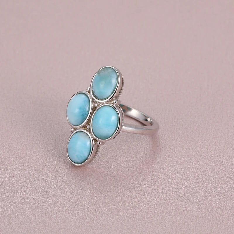 Larimar Four-Stone 925 Sterling Silver Ring