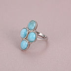 Larimar Four-Stone 925 Sterling Silver Ring