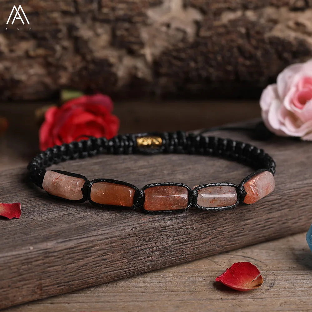 Natural Gemstone Knotted Woven Bracelet – Handmade Healing Crystal Jewelry