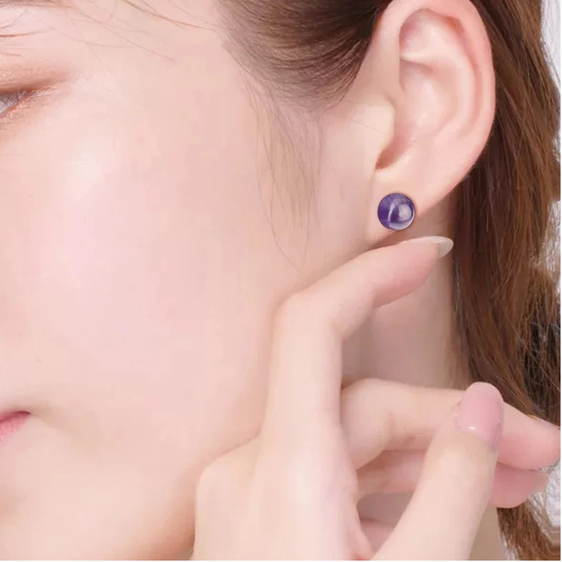 Natural Gemstone Stud Earrings — 8mm Crystal Ball Studs | 16 Healing Stones
