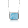 Larimar Rectangle Pendant Necklace in 925 Sterling Silver