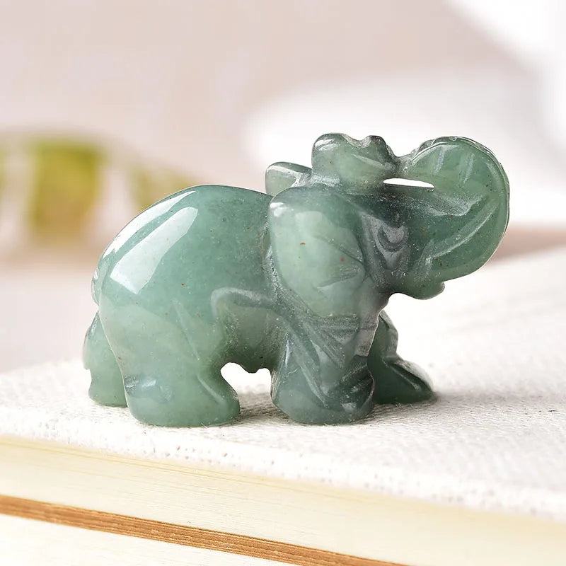Crystal Elephant Figurine — Hand-Carved Natural Stone Decor