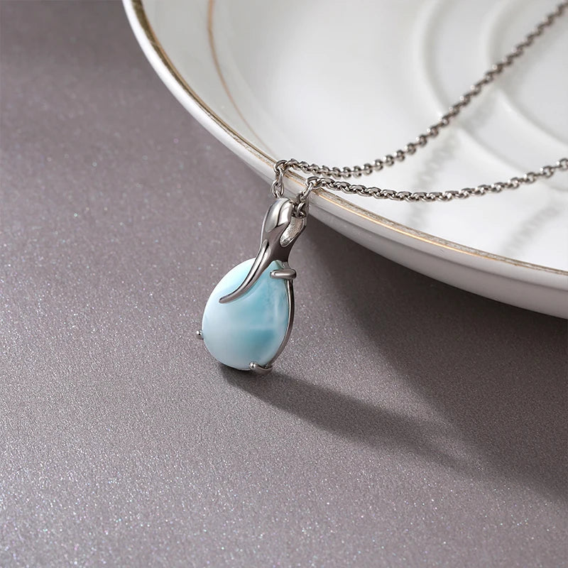 Larimar Teardrop Pendant Necklace
