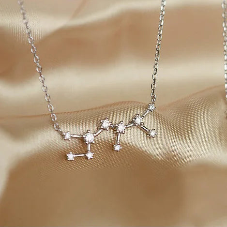 Zodiac Constellation Necklace — Sterling Silver CZ Star Sign Pendant
