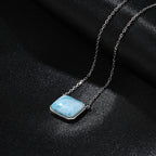 Larimar Rectangle Pendant Necklace in 925 Sterling Silver