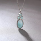 Larimar Layered Geometric Pendant Necklace in 925 Sterling Silver