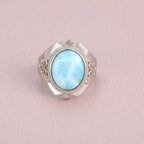 Larimar Statement Ring, Retro Silver Frame