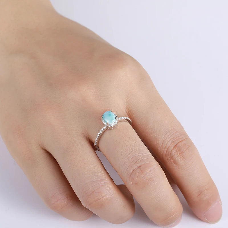 Larimar Ring in 925 Sterling Silver