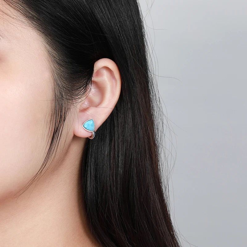 Larimar 925 Silver Heart & Triangle Earrings