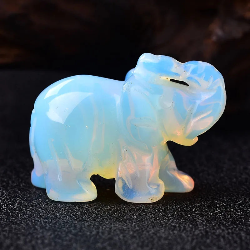 Crystal Elephant Figurine — Hand-Carved Natural Stone Decor