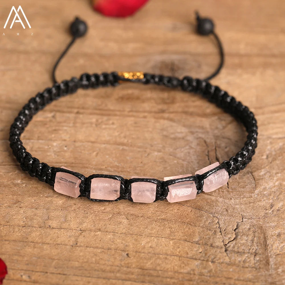 Natural Gemstone Knotted Woven Bracelet – Handmade Healing Crystal Jewelry