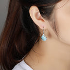 Larimar Water Drop Earrings in 925 Sterling Silver