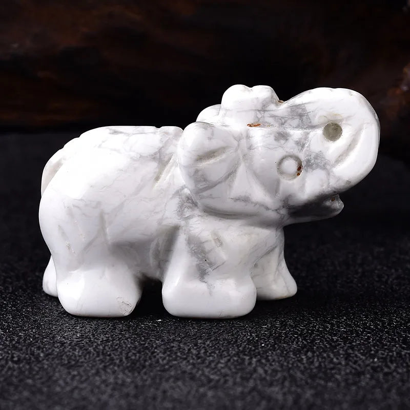 Crystal Elephant Figurine — Hand-Carved Natural Stone Decor
