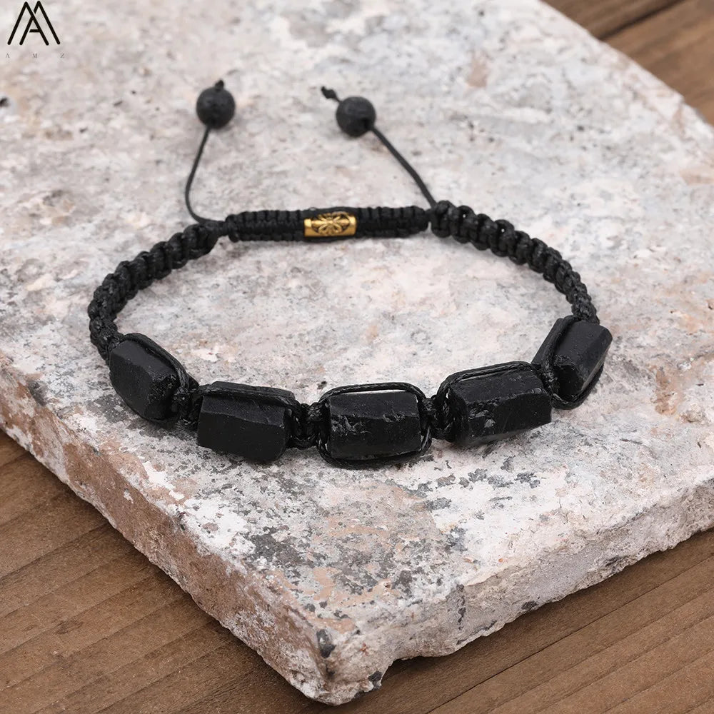 Natural Gemstone Knotted Woven Bracelet – Handmade Healing Crystal Jewelry