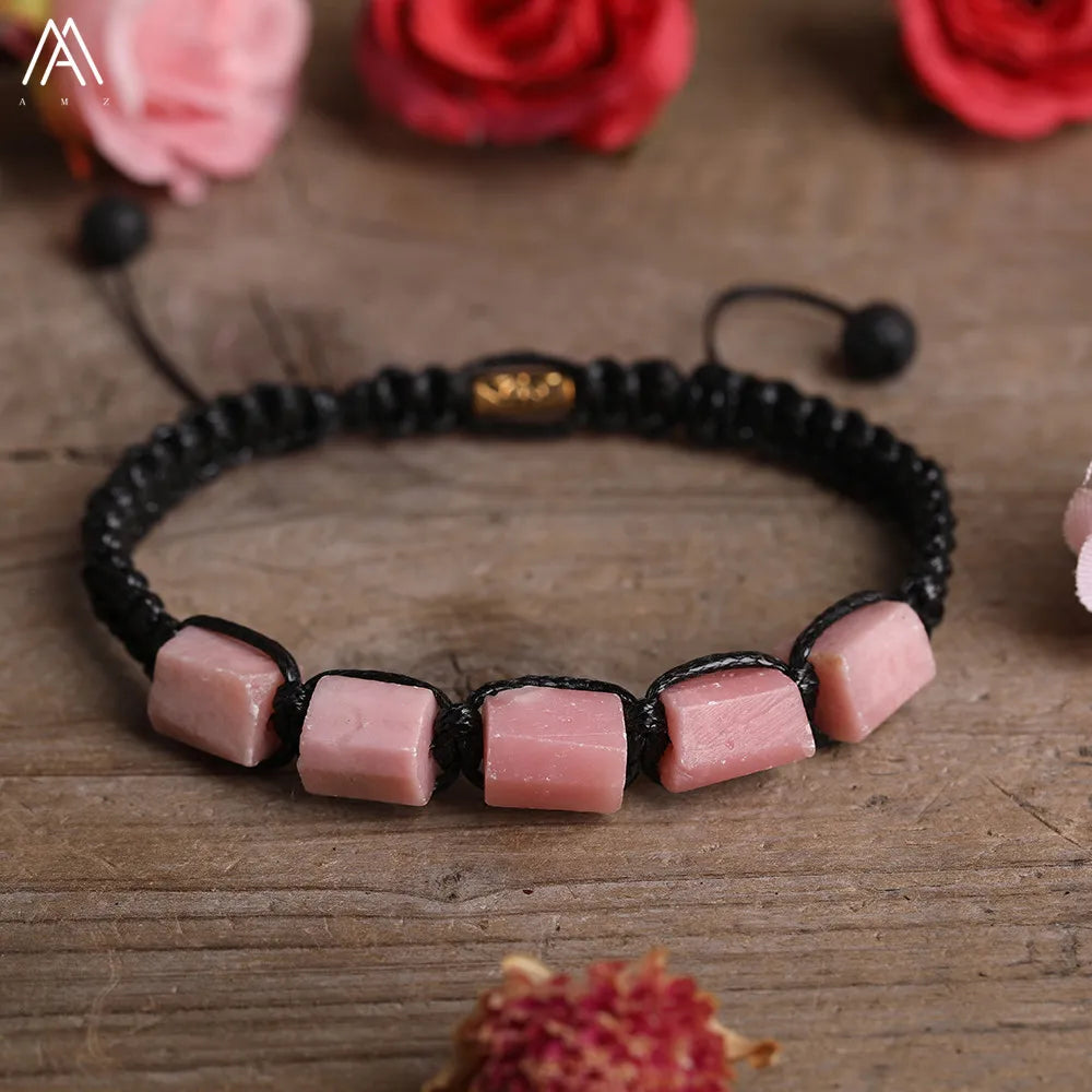 Natural Gemstone Knotted Woven Bracelet – Handmade Healing Crystal Jewelry