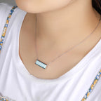 Larimar Bar Pendant Necklace, Minimalist