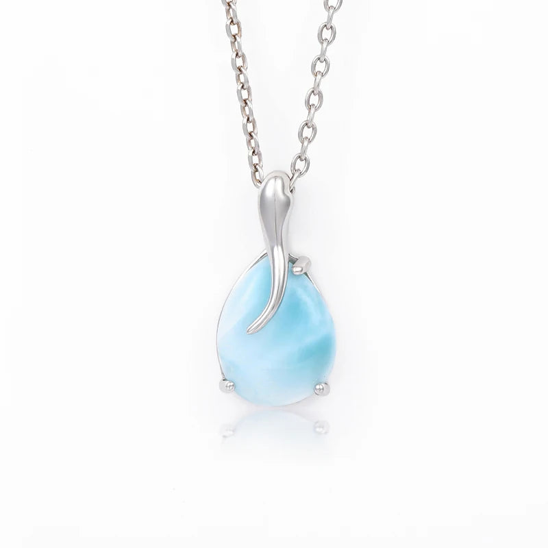 Larimar Teardrop Pendant Necklace
