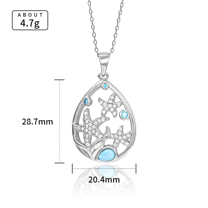 Larimar Starfish Pendant Necklace