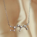 Zodiac Constellation Necklace — Sterling Silver CZ Star Sign Pendant