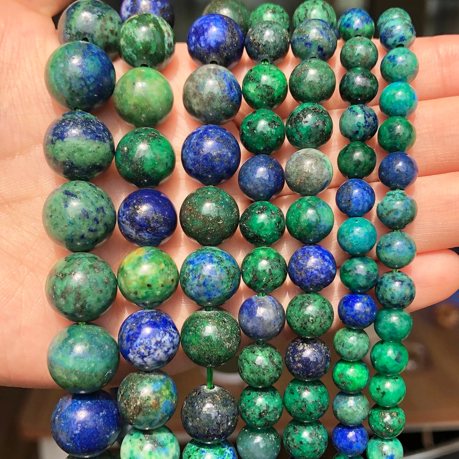 Azurite Malachite & Lapis Lazuli Stone Beads — DIY Jewelry Strand
