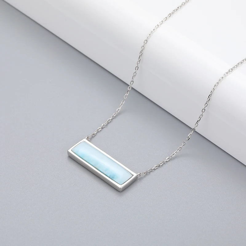 Larimar Bar Pendant Necklace, Minimalist