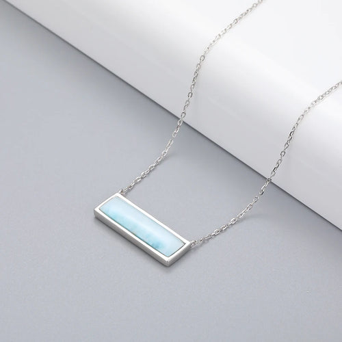 Larimar Bar Pendant Necklace, Minimalist