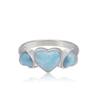 Larimar Heart & Trio 925 Sterling Silver Ring