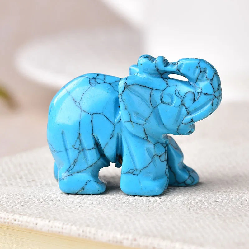 Crystal Elephant Figurine — Hand-Carved Natural Stone Decor