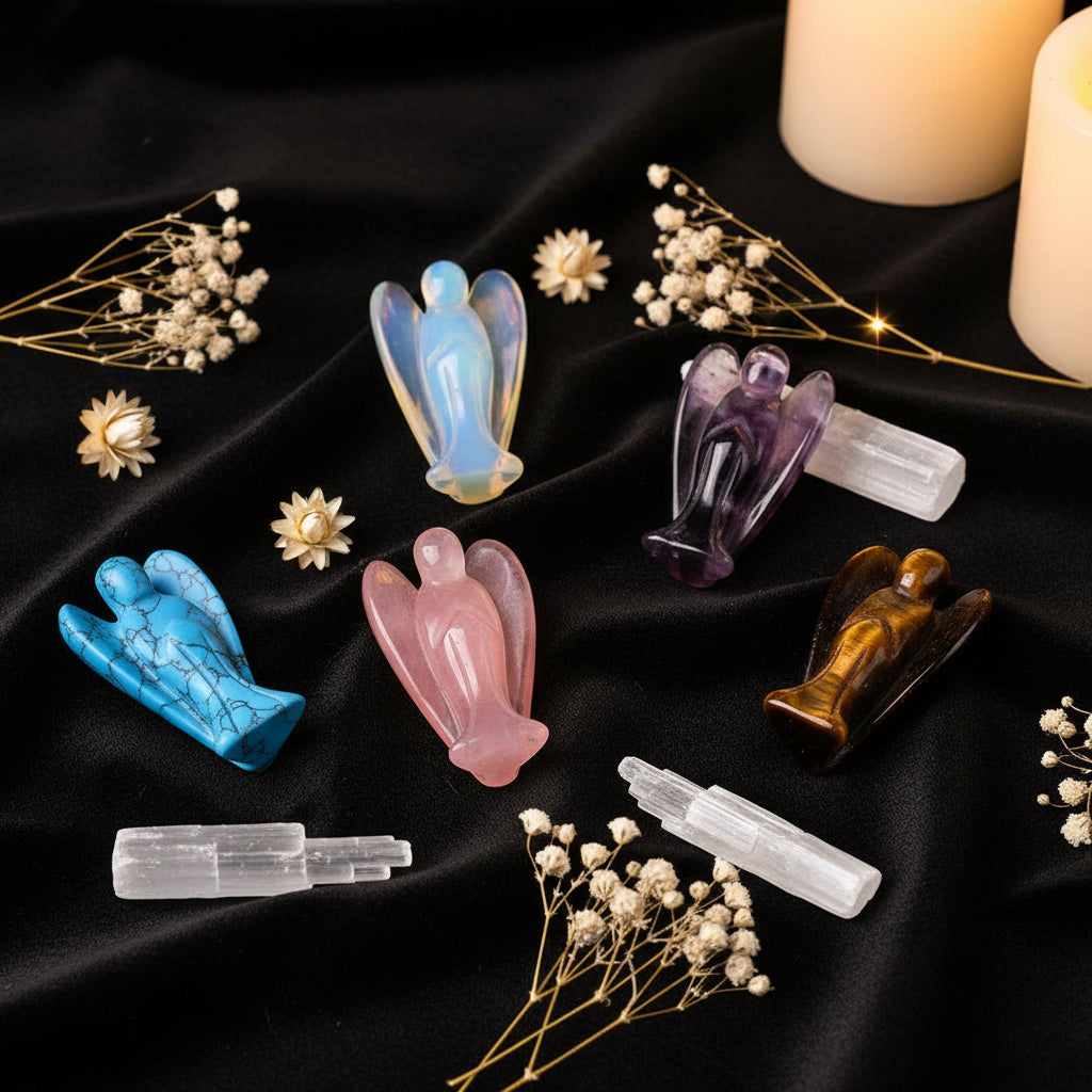 Crystal Guardian Angel Figurine | Choose Your Stone | Altar & Home Decor